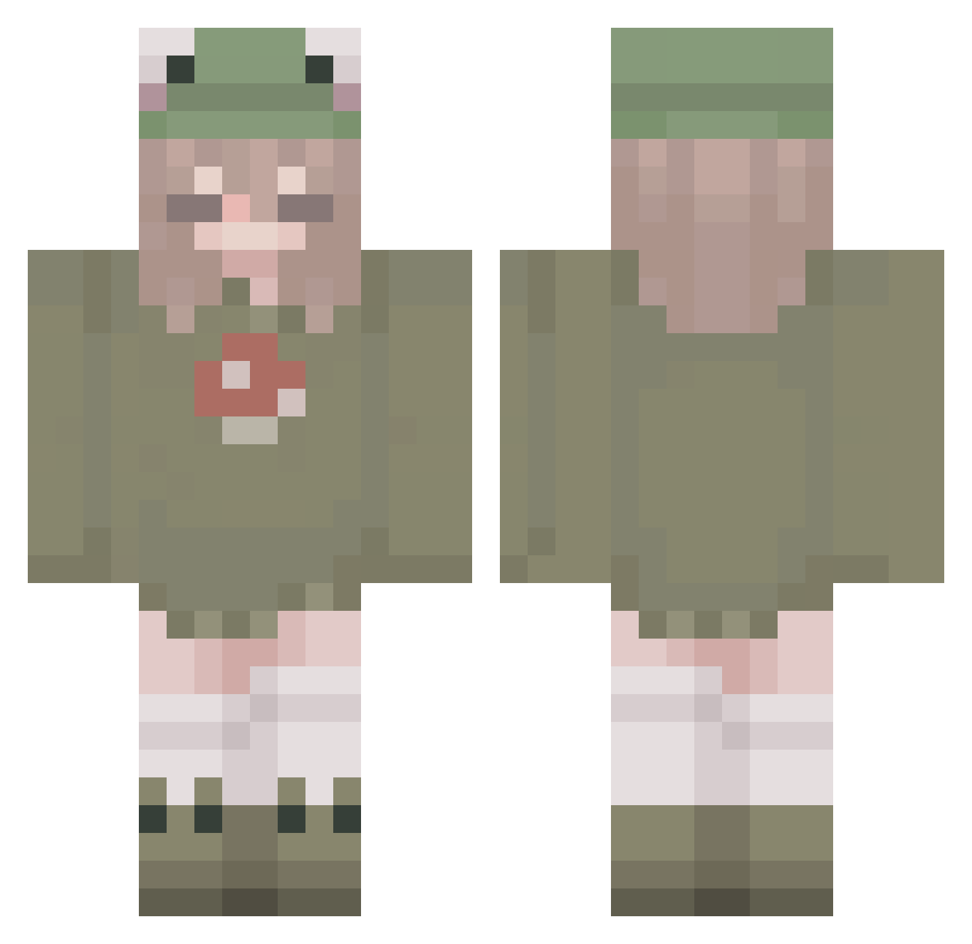 trippyraya Minecraft skin, front and back view