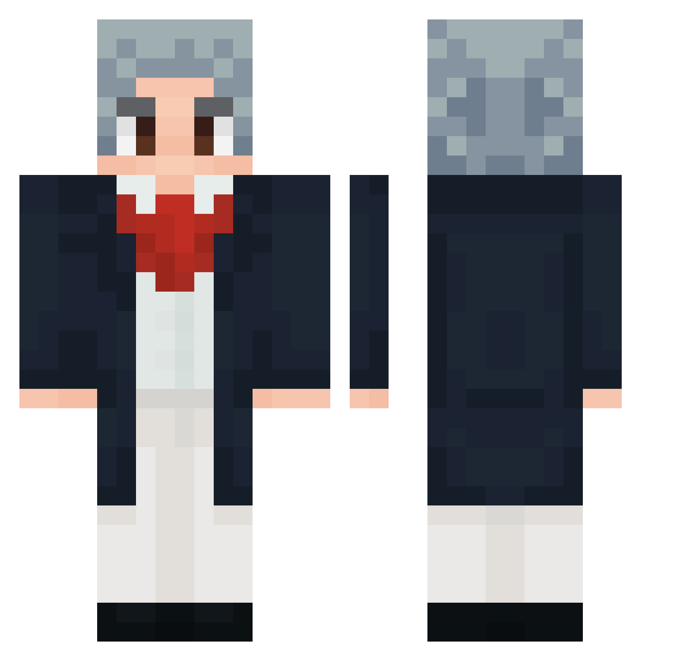 jackispub Minecraft skin, front and back view