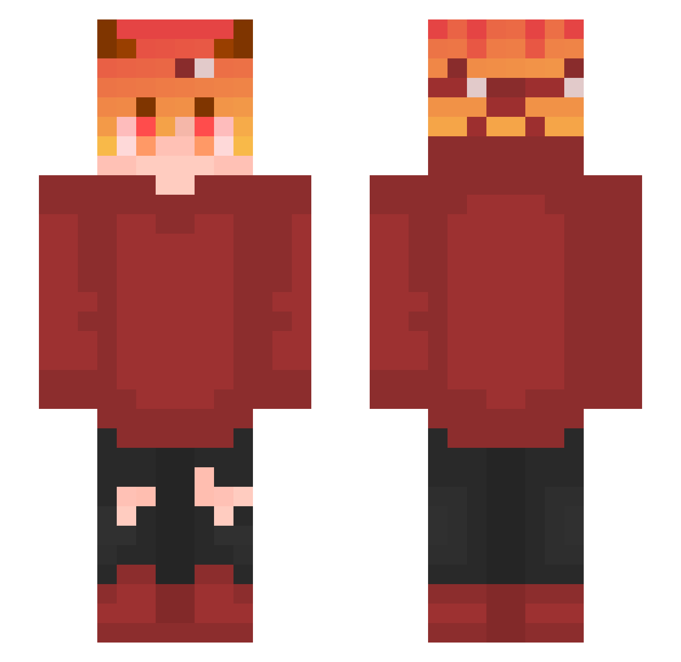 Upl1nk5 Minecraft skin, front and back view