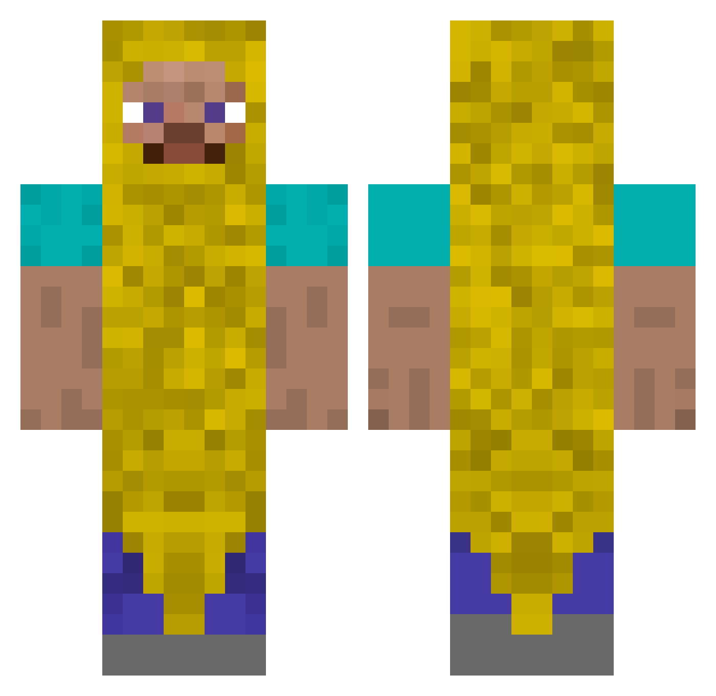 entity_banana Minecraft skin, front and back view