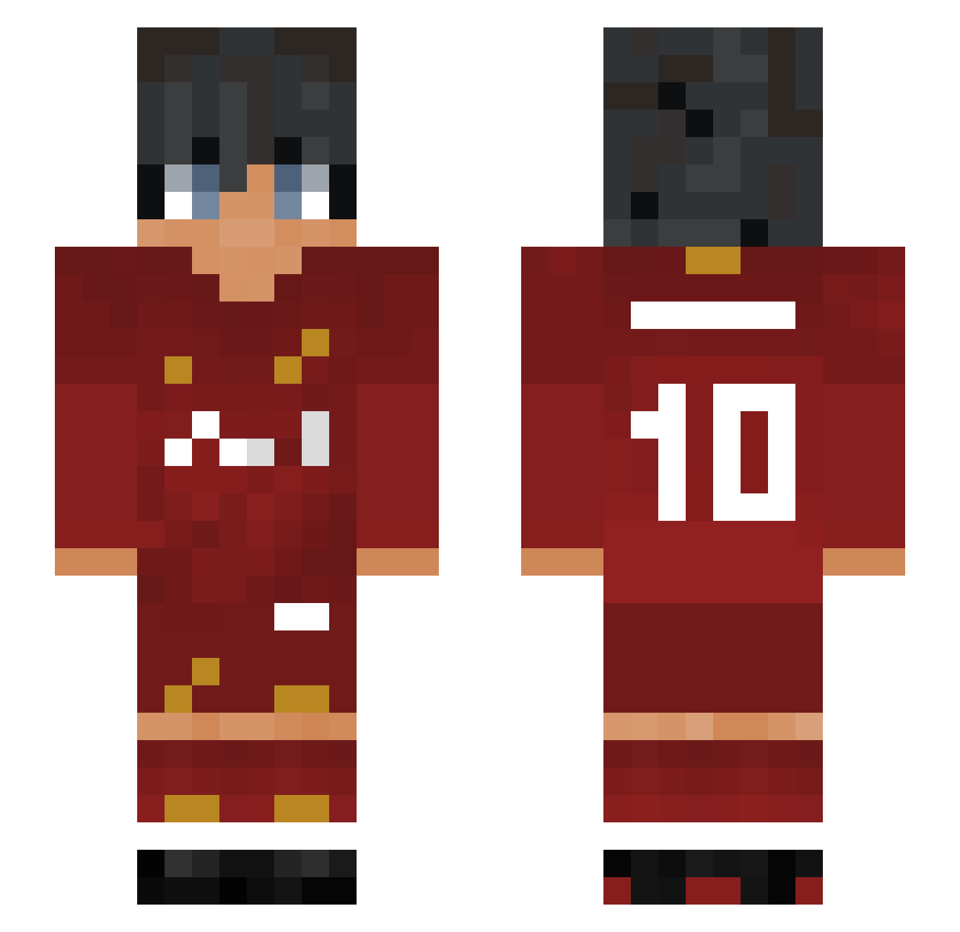 RobertMessi Minecraft skin, front and back view