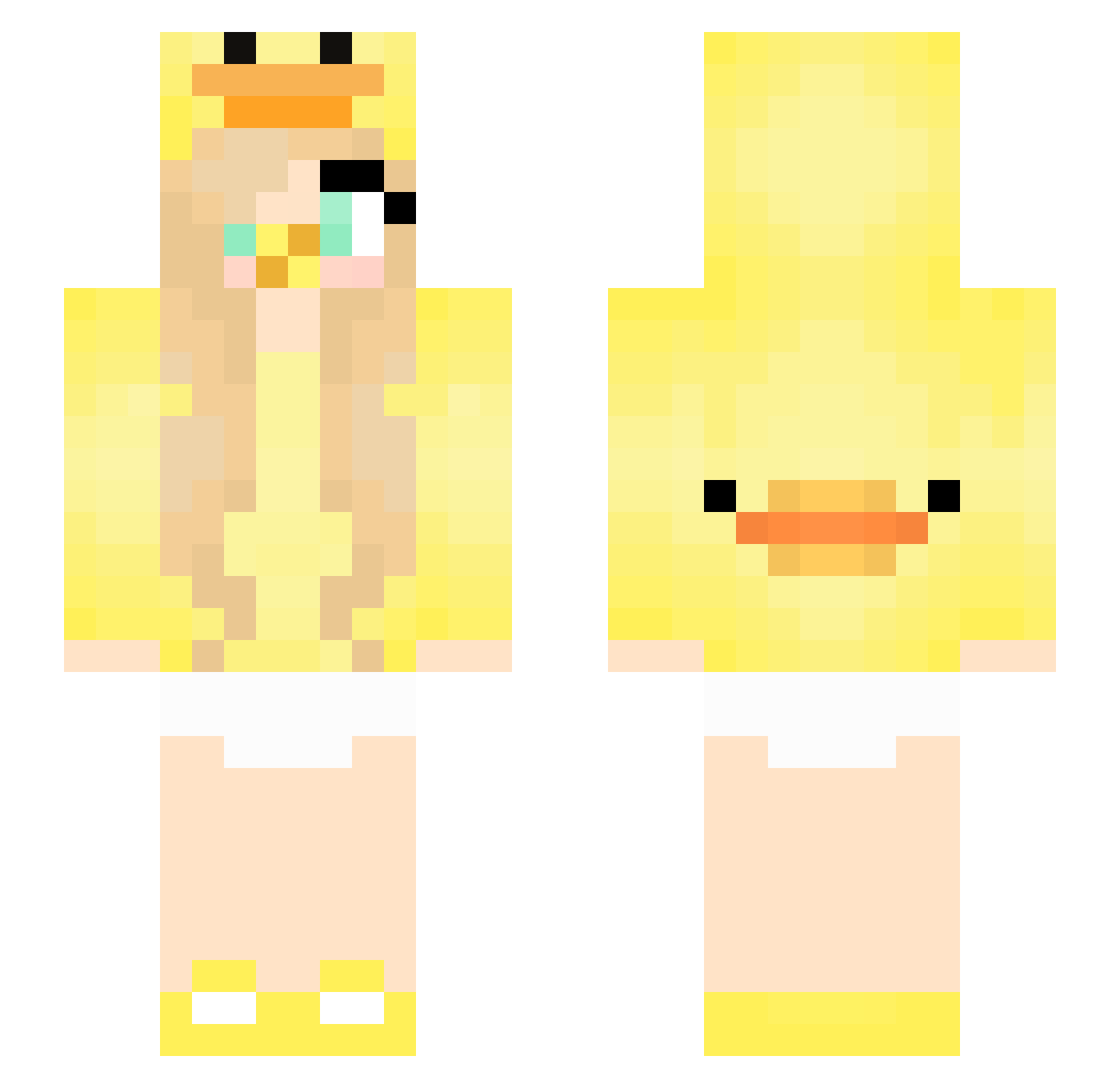 VaniEnte Minecraft skin, front and back view