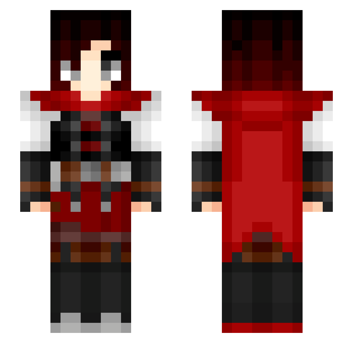 HeiBlack Minecraft skin, front and back view