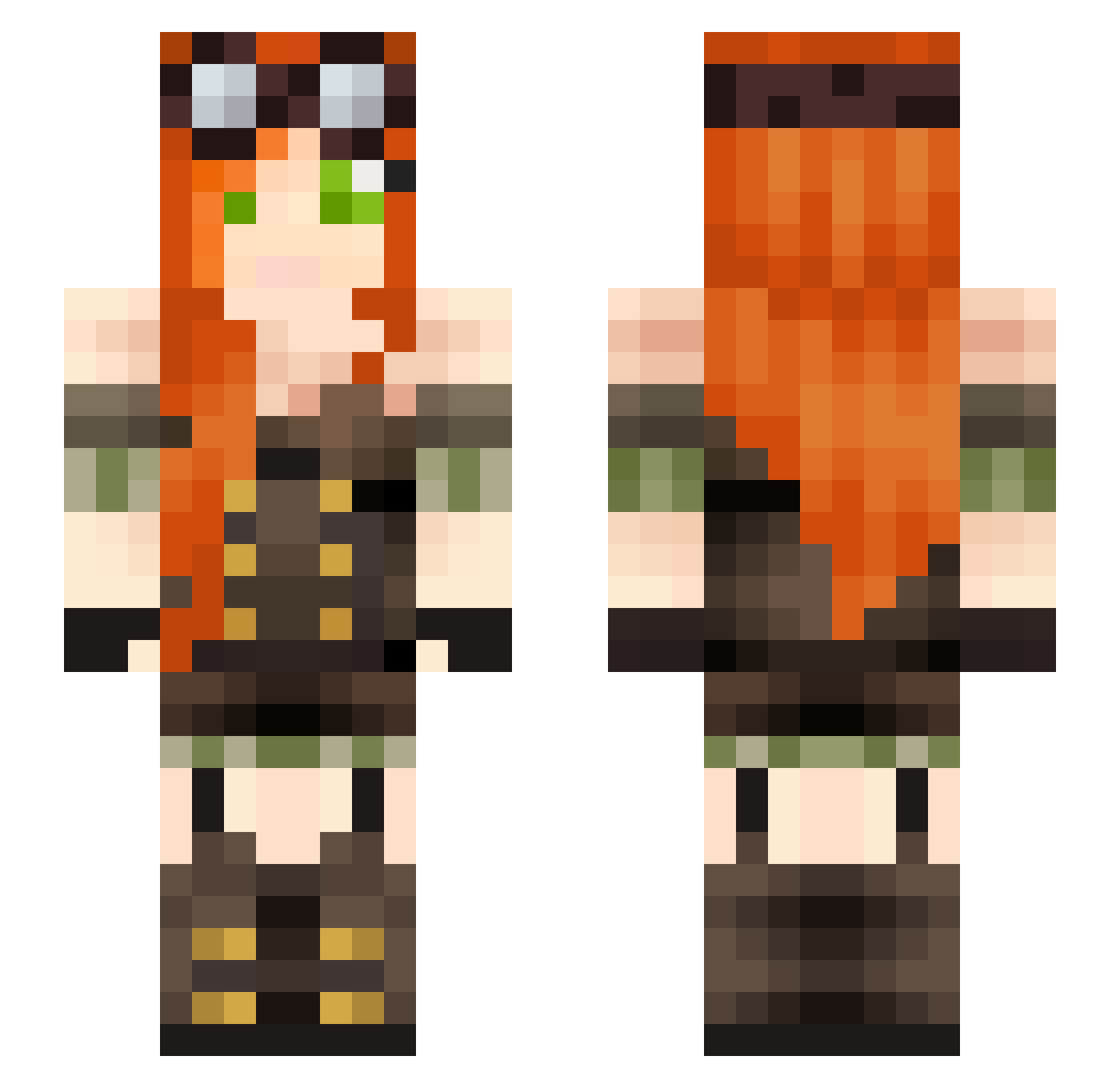 Roulette Minecraft skin, front and back view