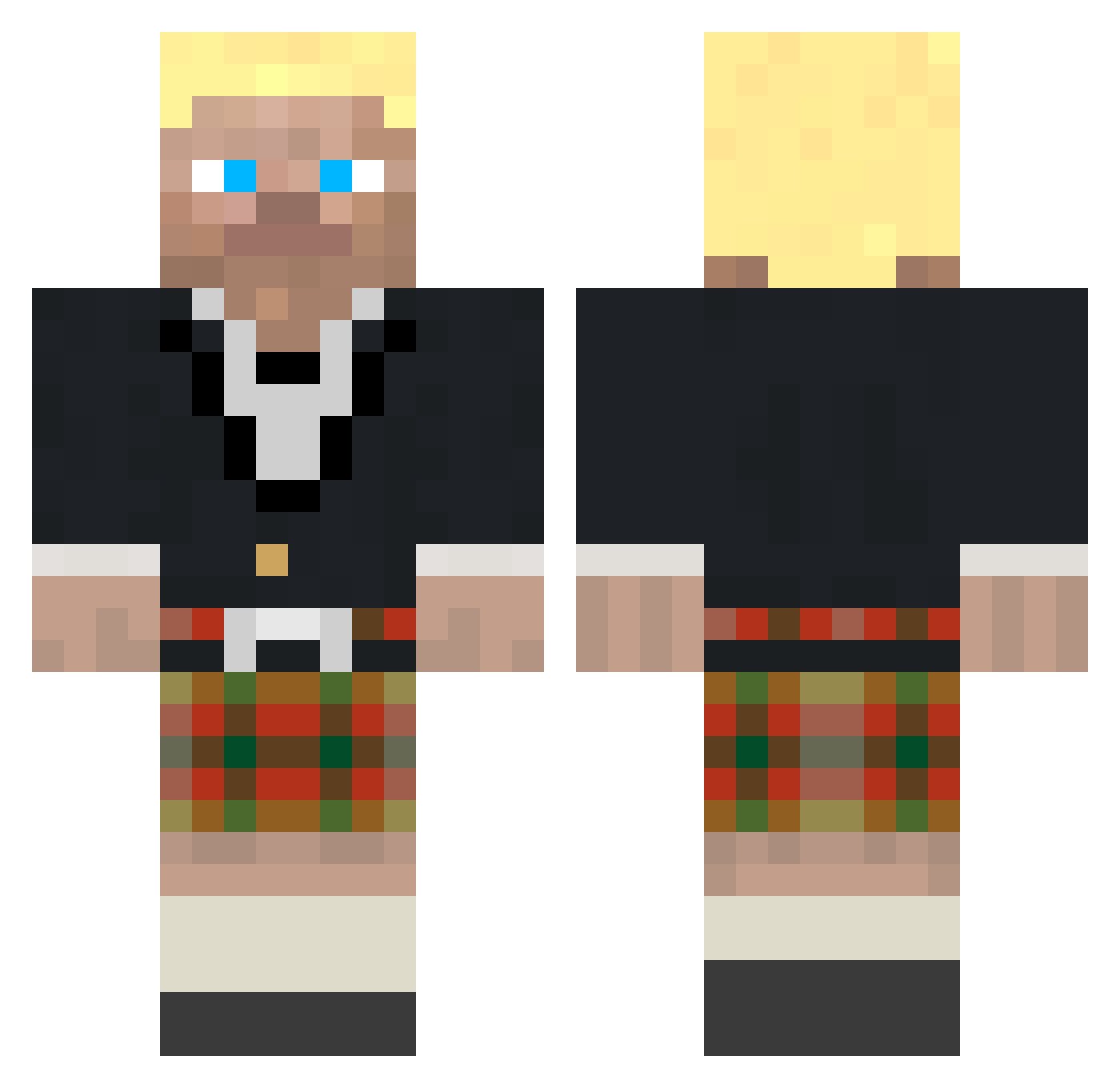 sinauras Minecraft skin, front and back view