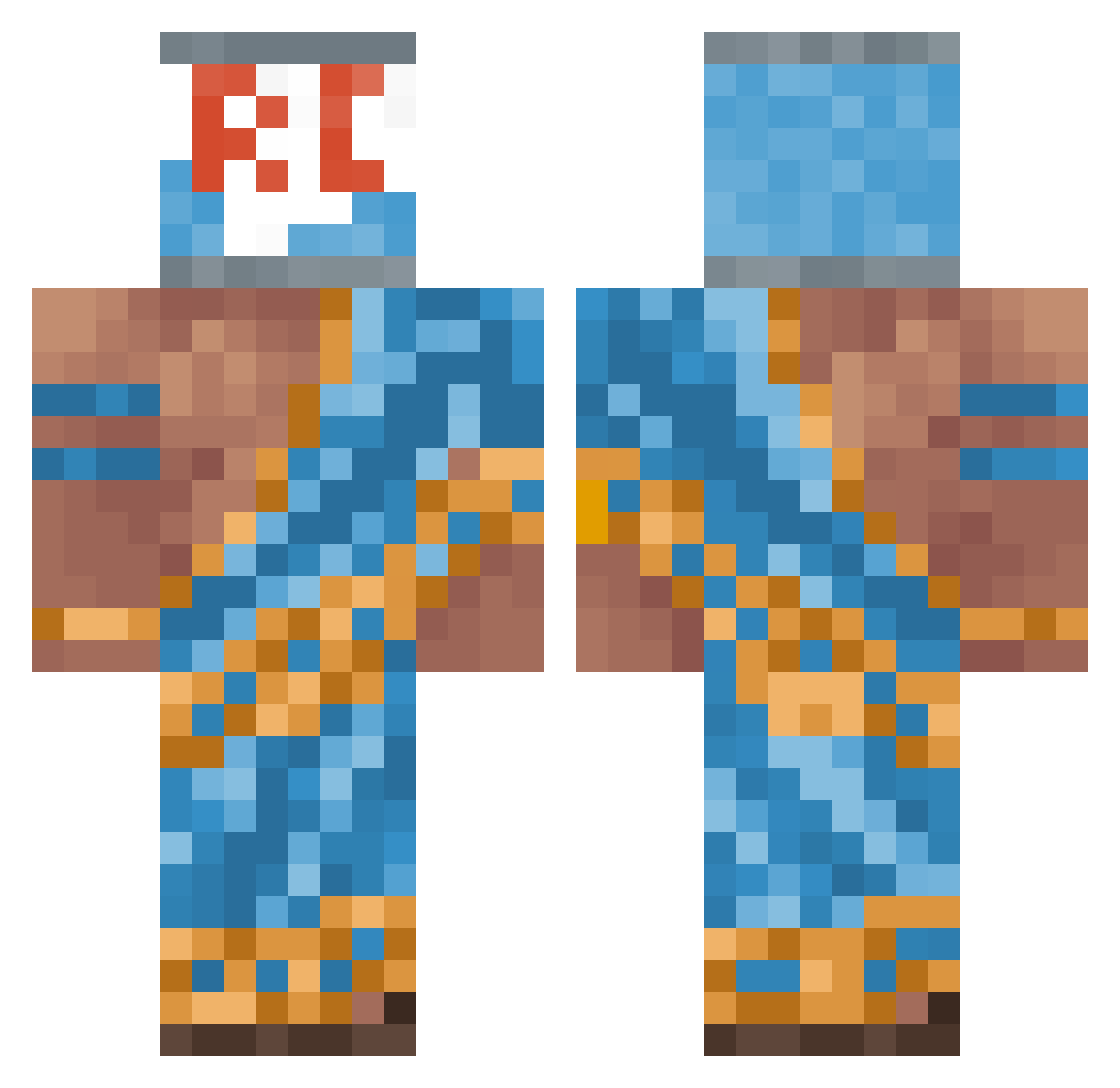 BacaLoco Minecraft skin, front and back view