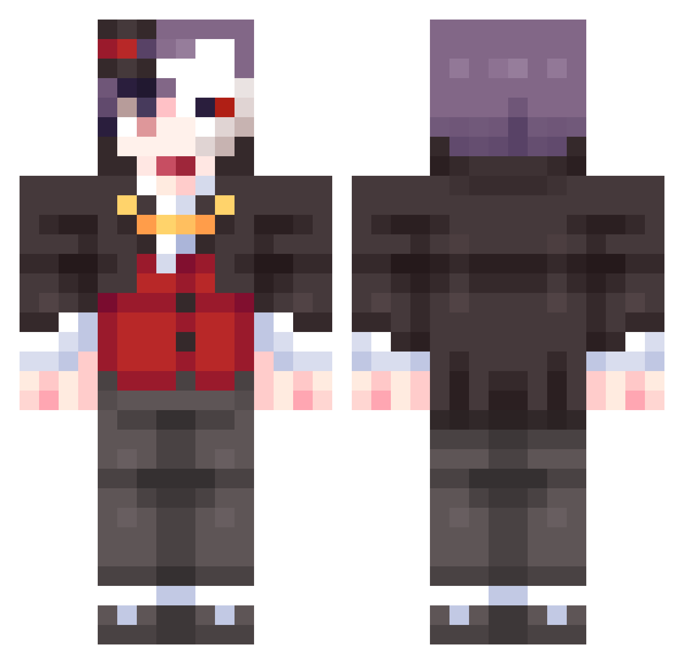 dltndk Minecraft skin, front and back view