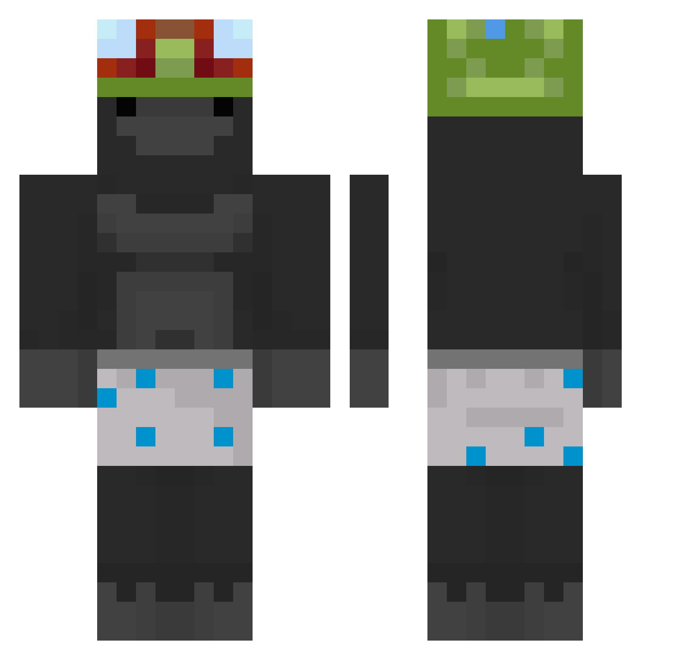 elomortko Minecraft skin, front and back view