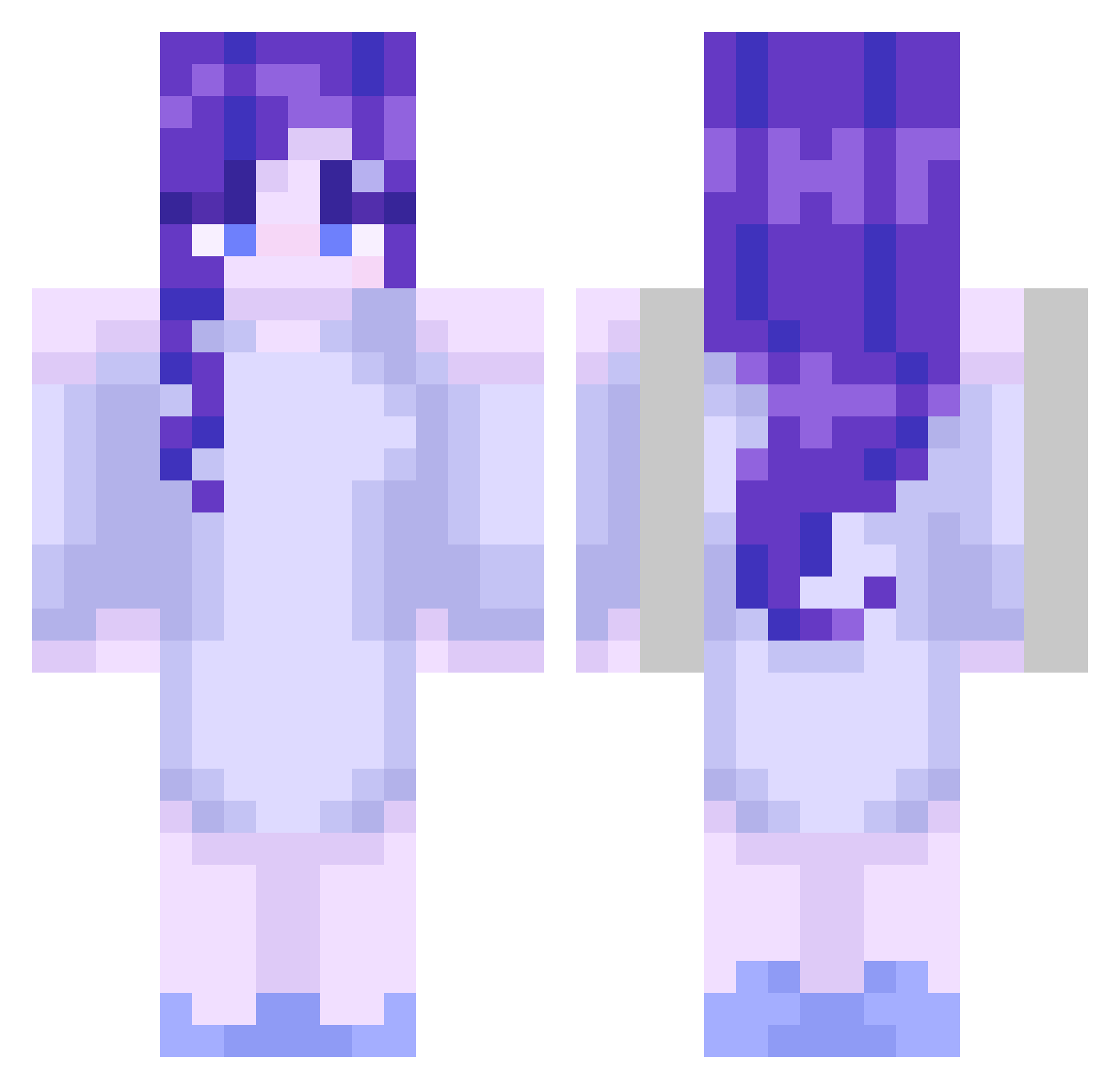 modrss Minecraft skin, front and back view