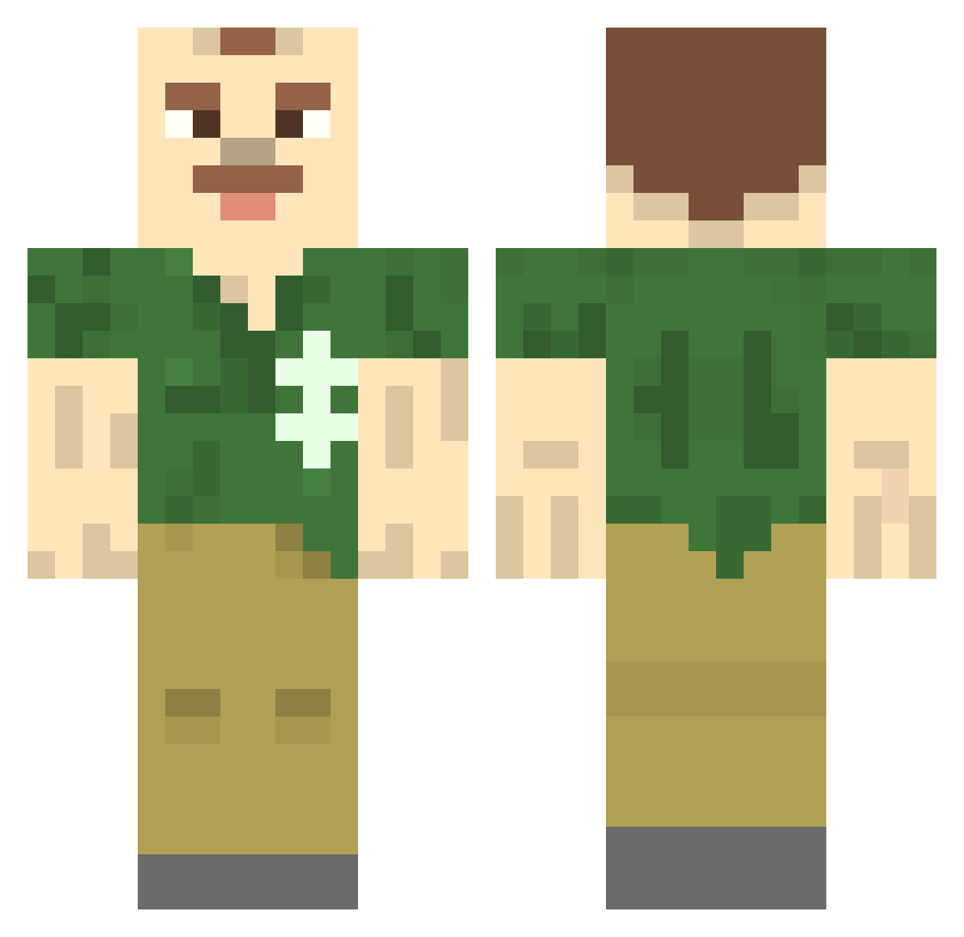 Skeletr00n Minecraft skin, front and back view
