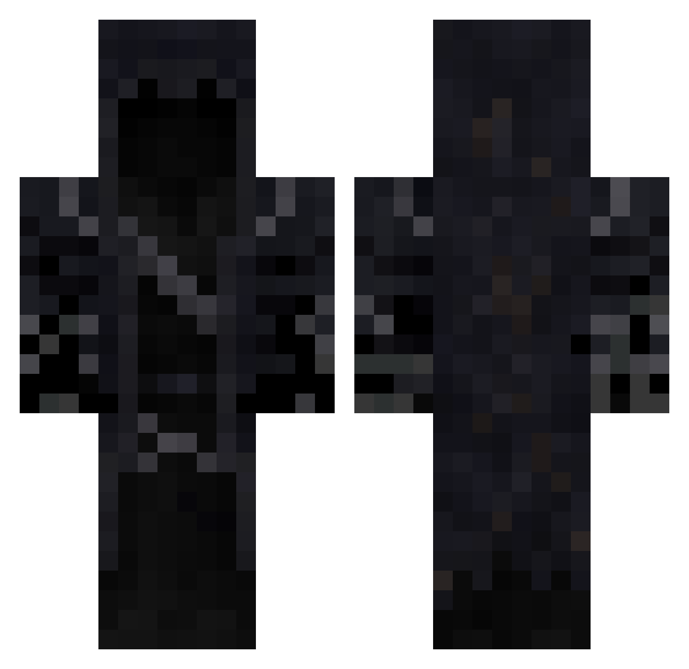 prolonged Minecraft skin, front and back view