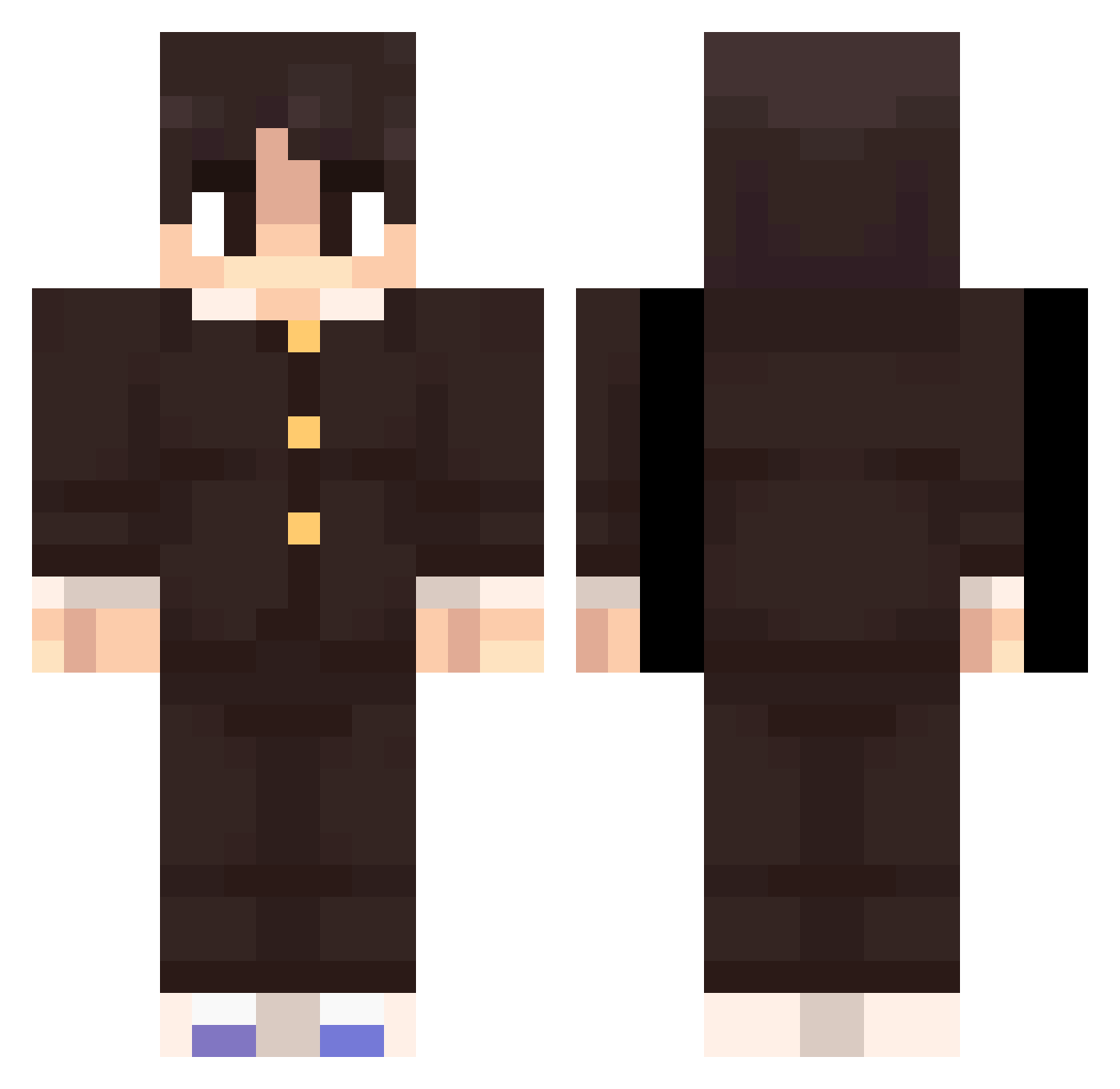Xocky Minecraft skin, front and back view