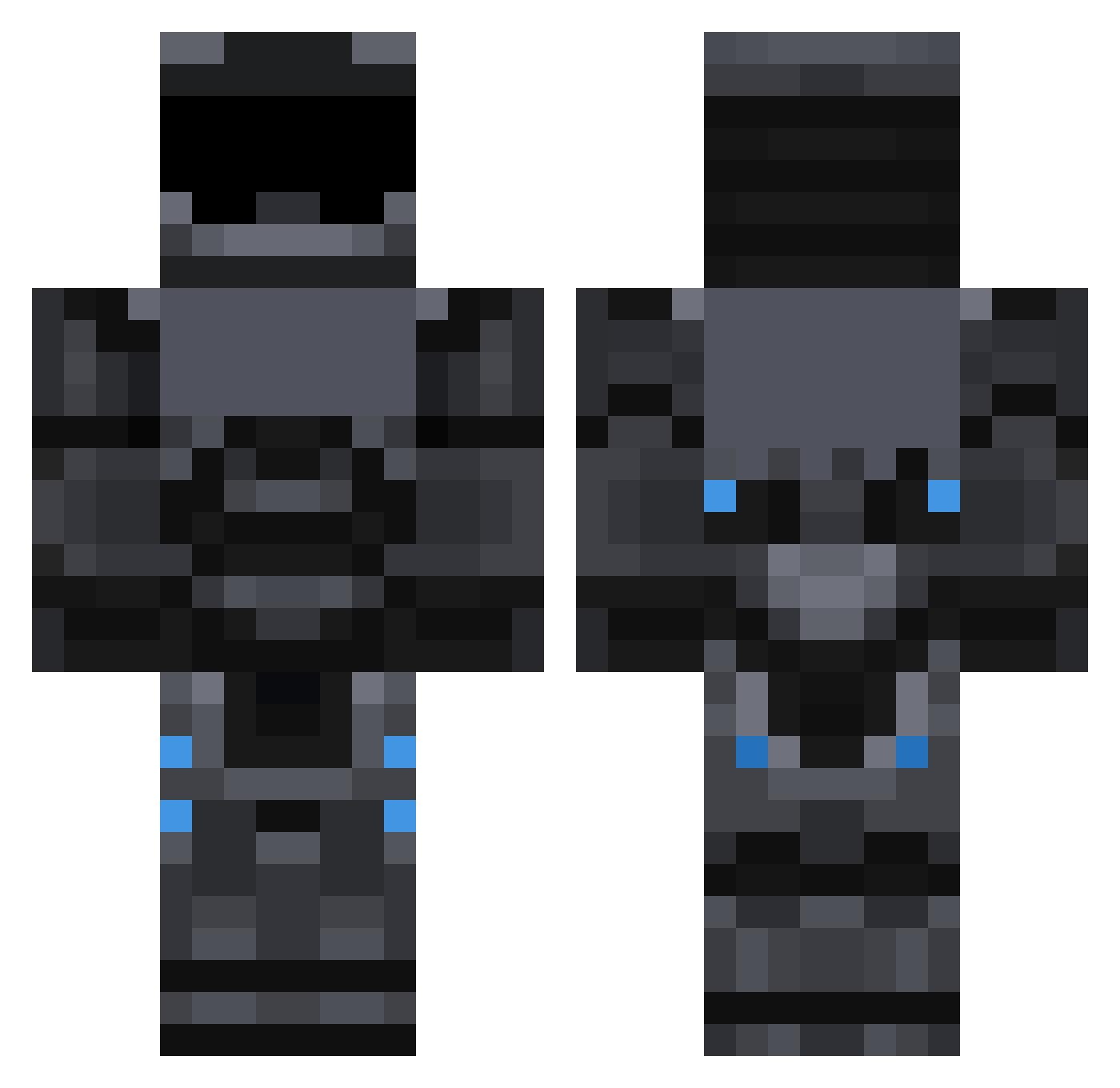 Raisermrk Minecraft skin, front and back view