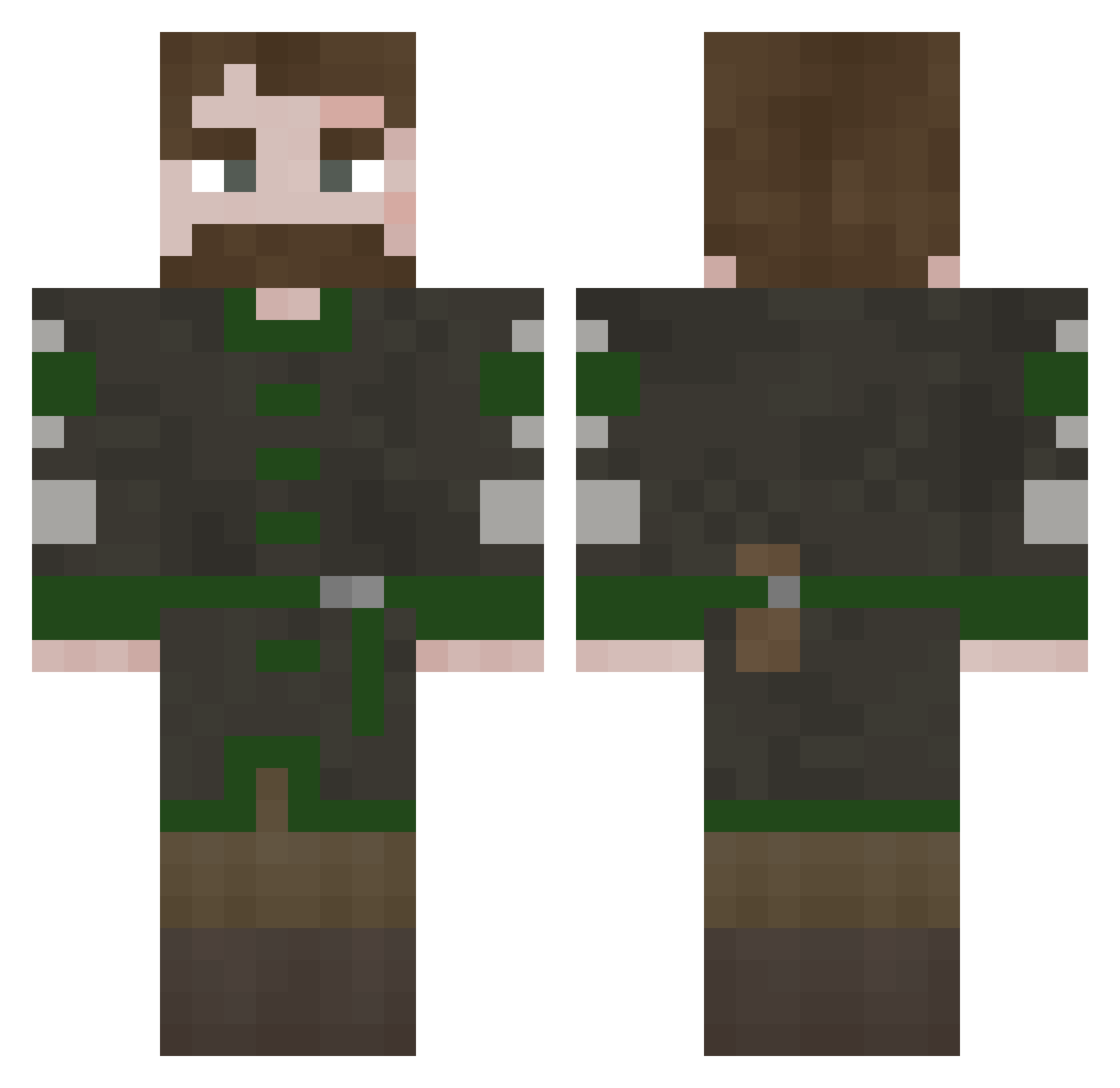 Alkheim Minecraft skin, front and back view