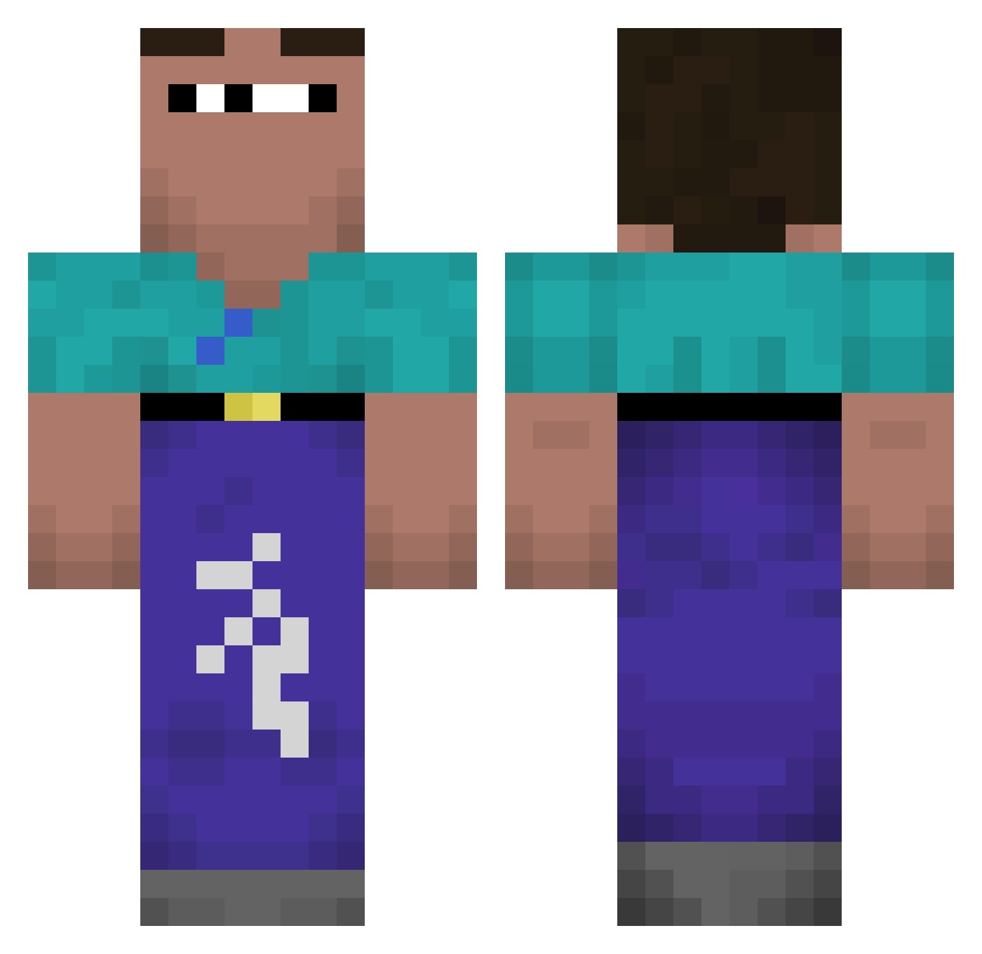 Rondebos Minecraft skin, front and back view