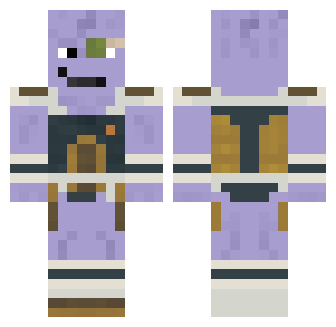 Unfixable Minecraft skin, front and back view