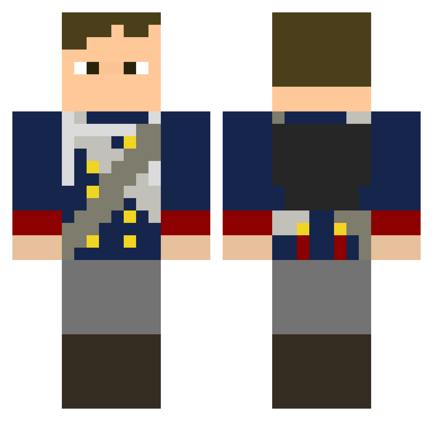 Synodus Minecraft skin, front and back view
