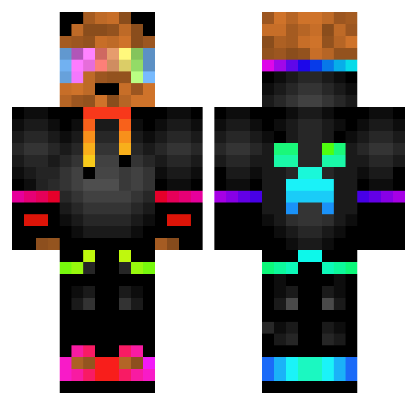 Mangled Minecraft skin, front and back view