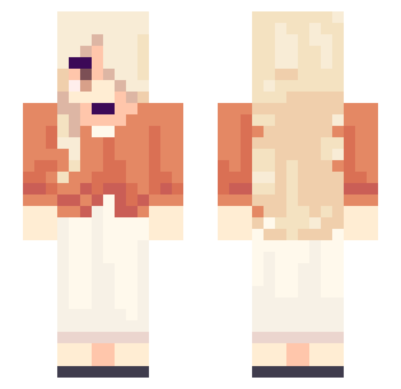 pwug Minecraft skin, front and back view