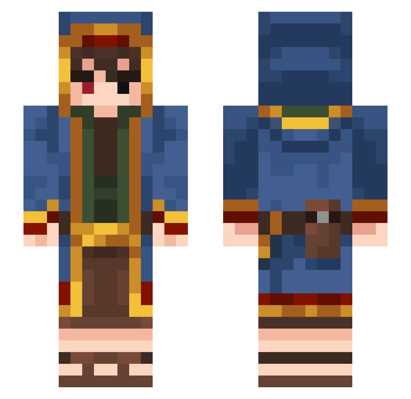 Dru Minecraft skin, front and back view