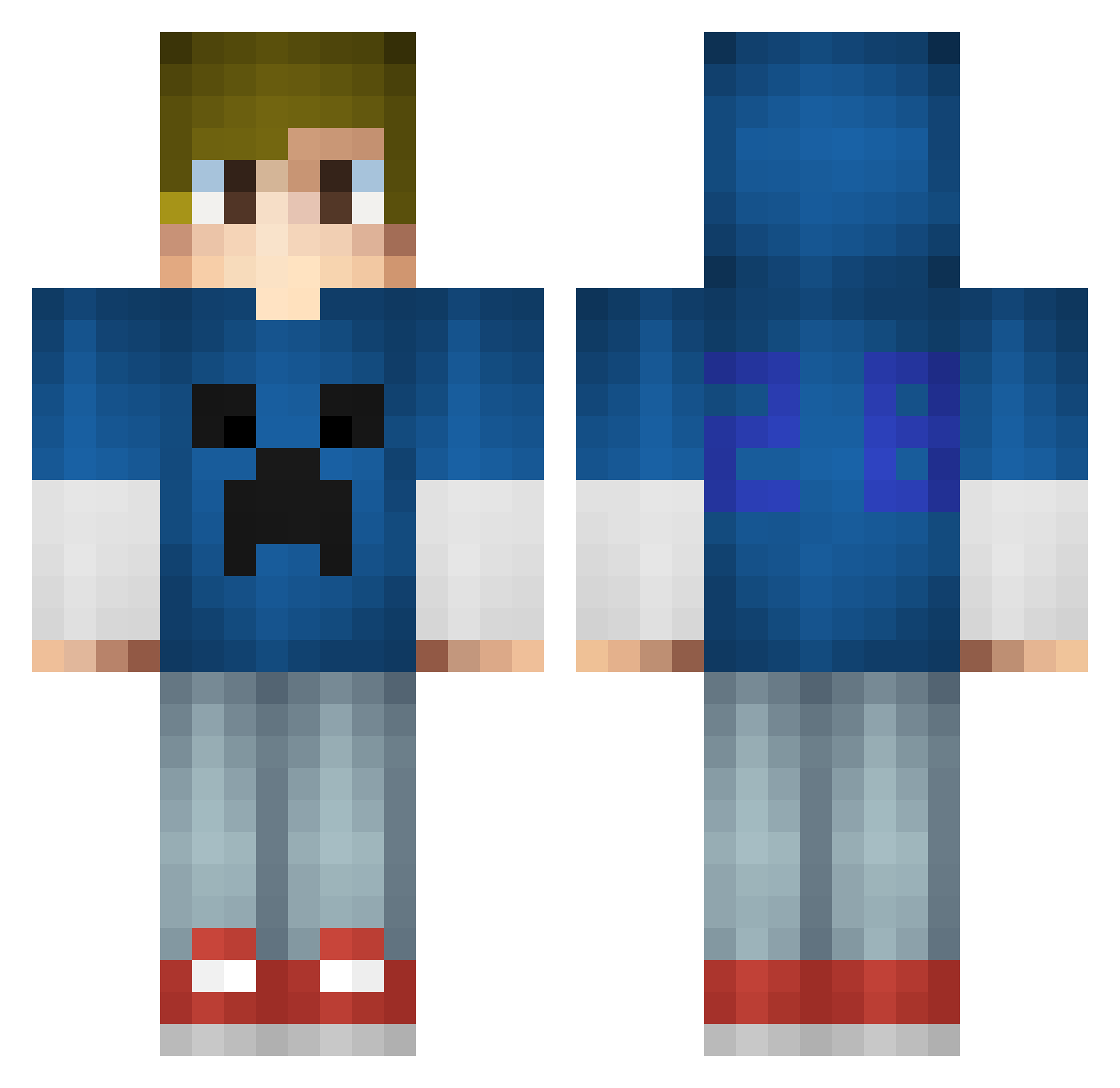 Strynet Minecraft skin, front and back view