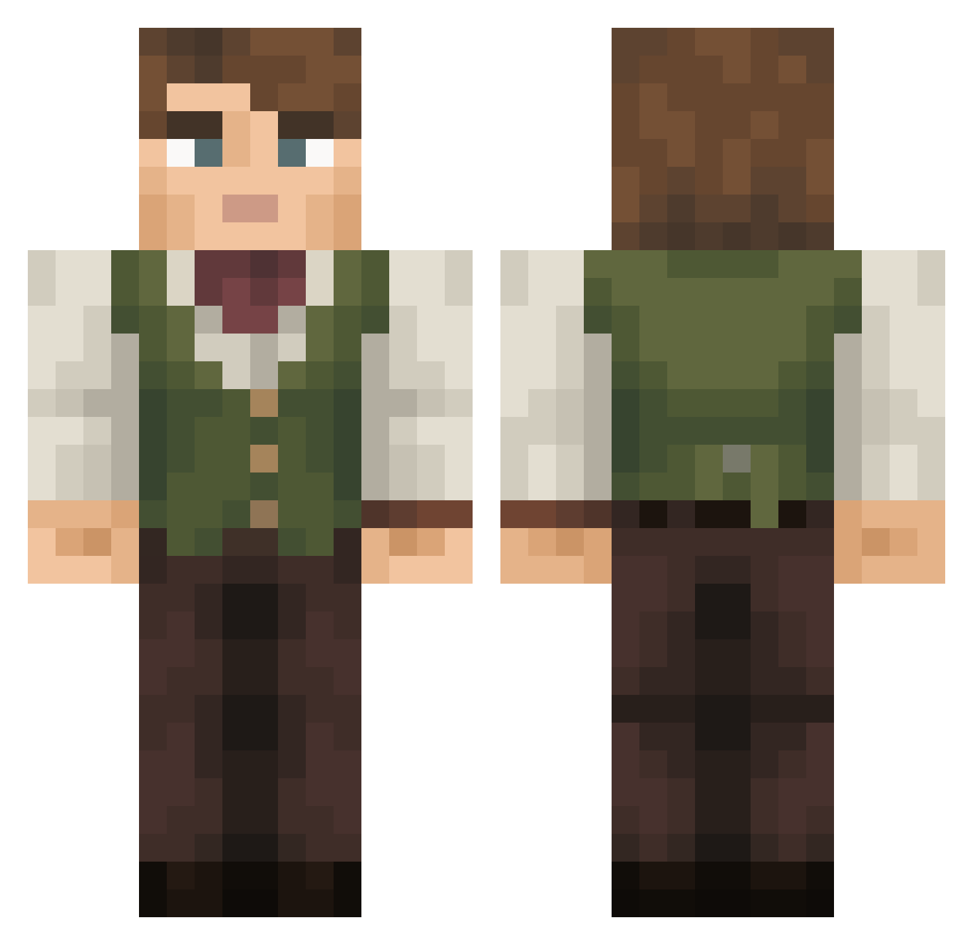 Clammmer Minecraft skin, front and back view