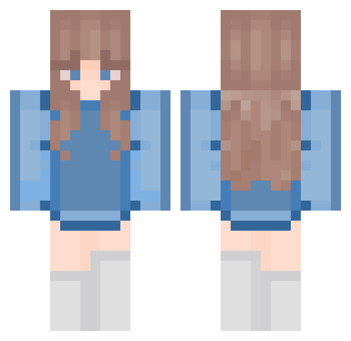 Emilia Minecraft skin, front and back view