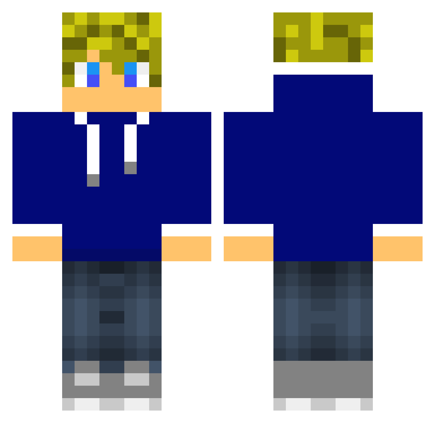 Theomaniac Minecraft skin, front and back view