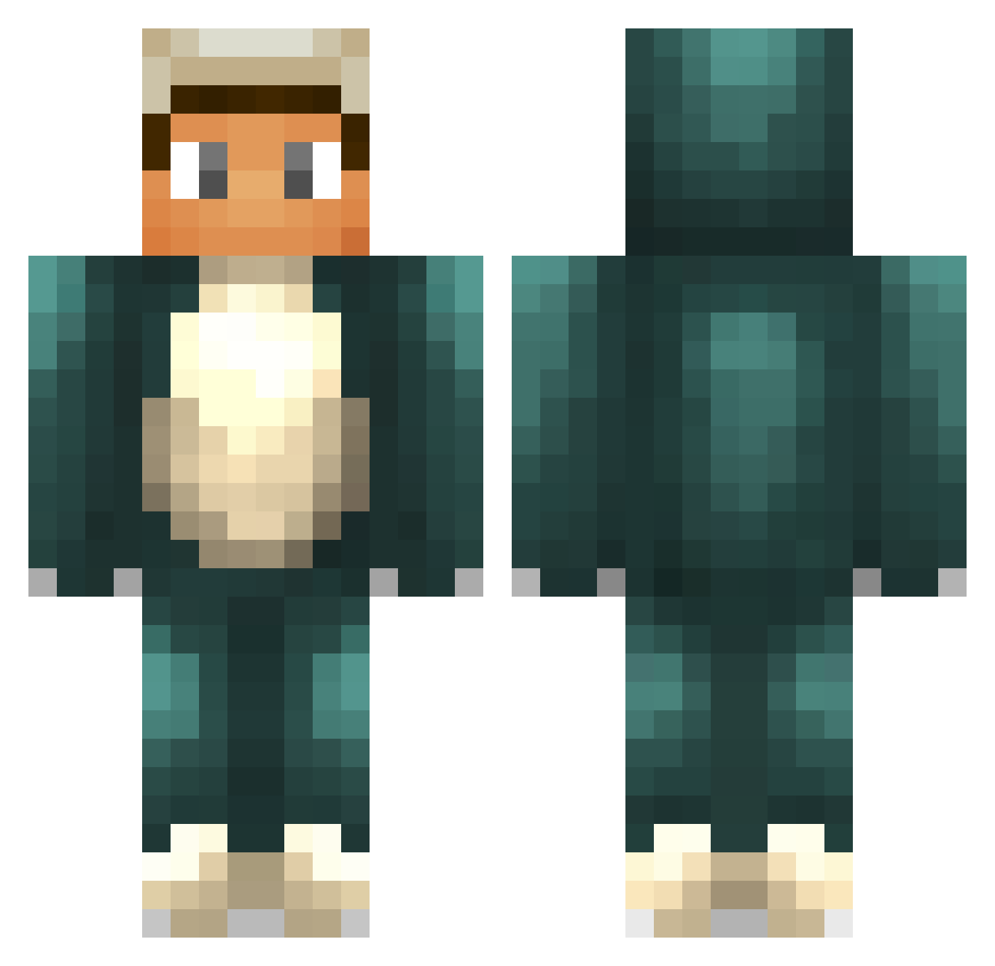 Deckel Minecraft skin, front and back view
