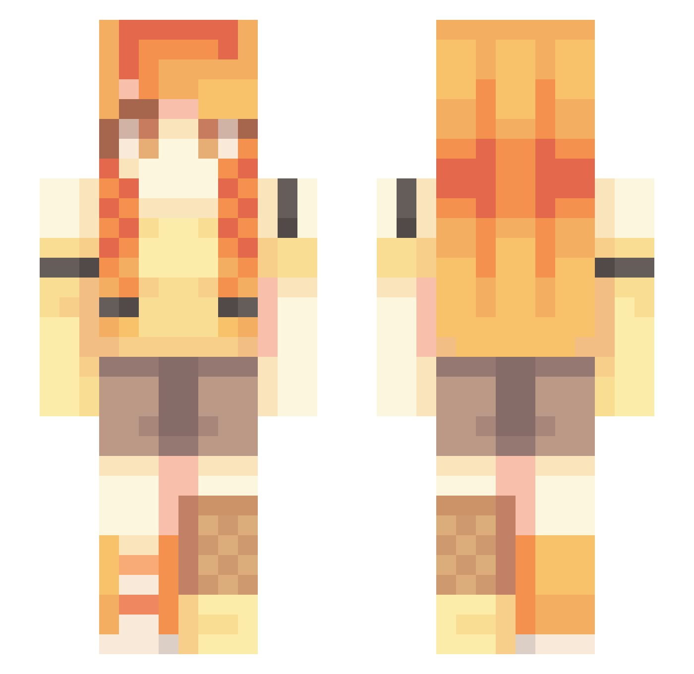 Fendse Minecraft skin, front and back view