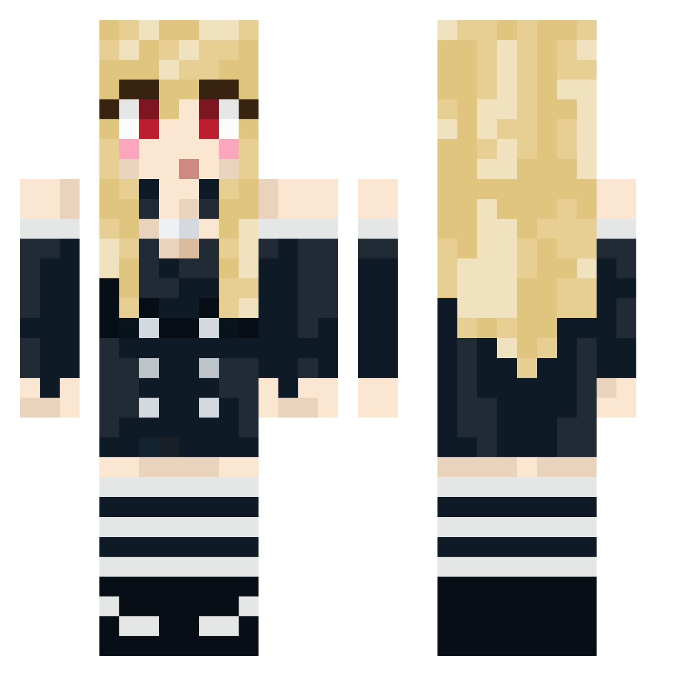 Luxxty Minecraft skin, front and back view