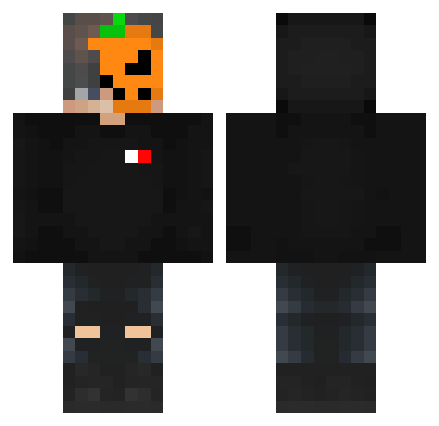 WorthyTry Minecraft skin, front and back view