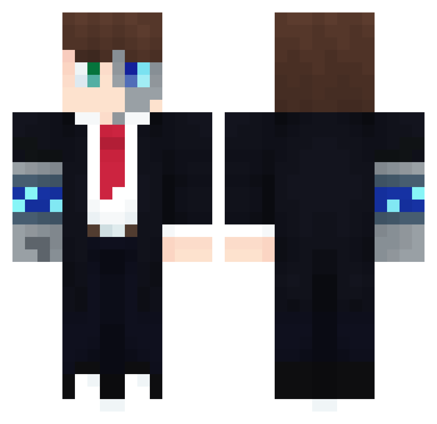 TeekquDEV Minecraft skin, front and back view