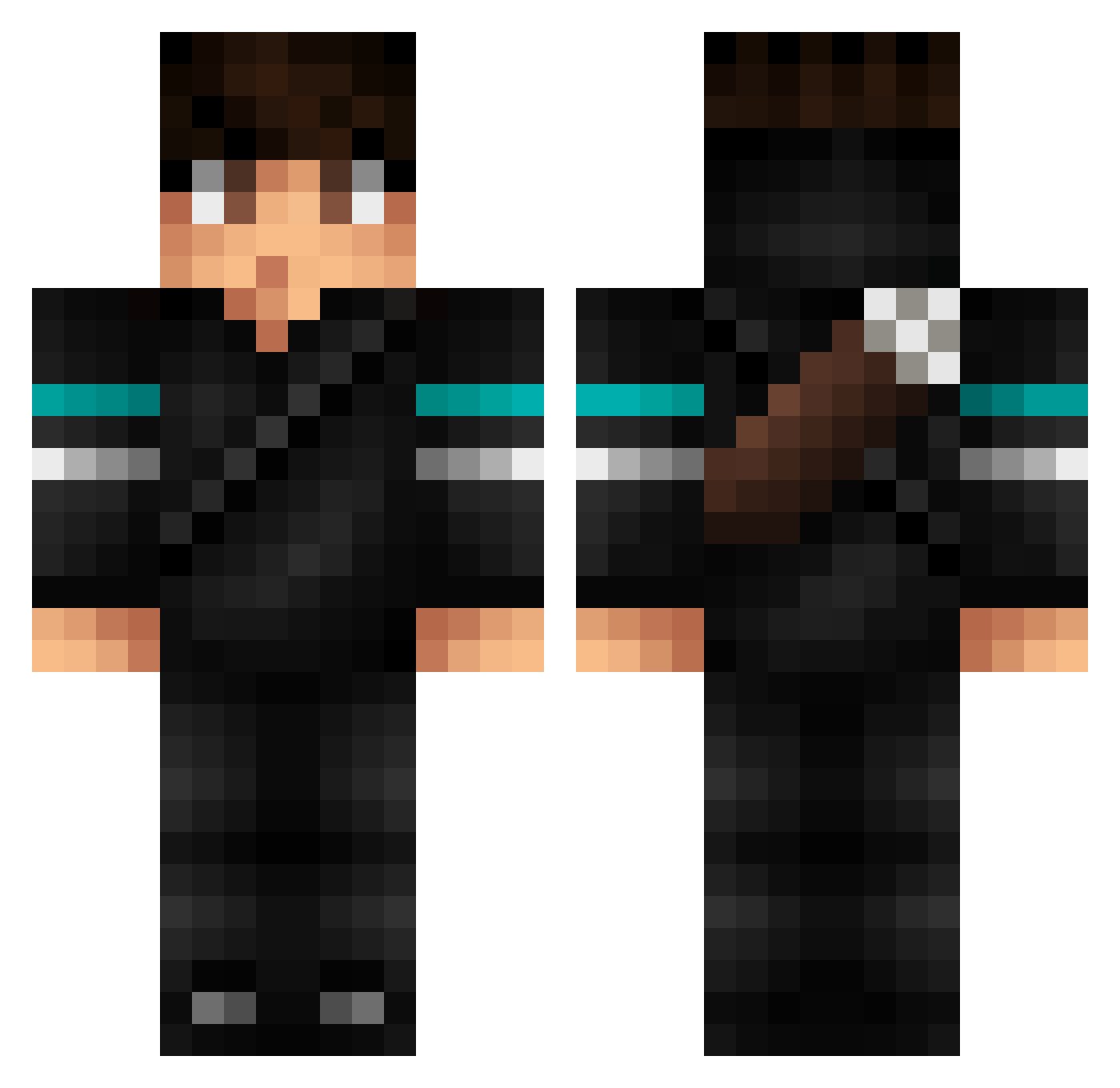 MoxiiShorts Minecraft skin, front and back view