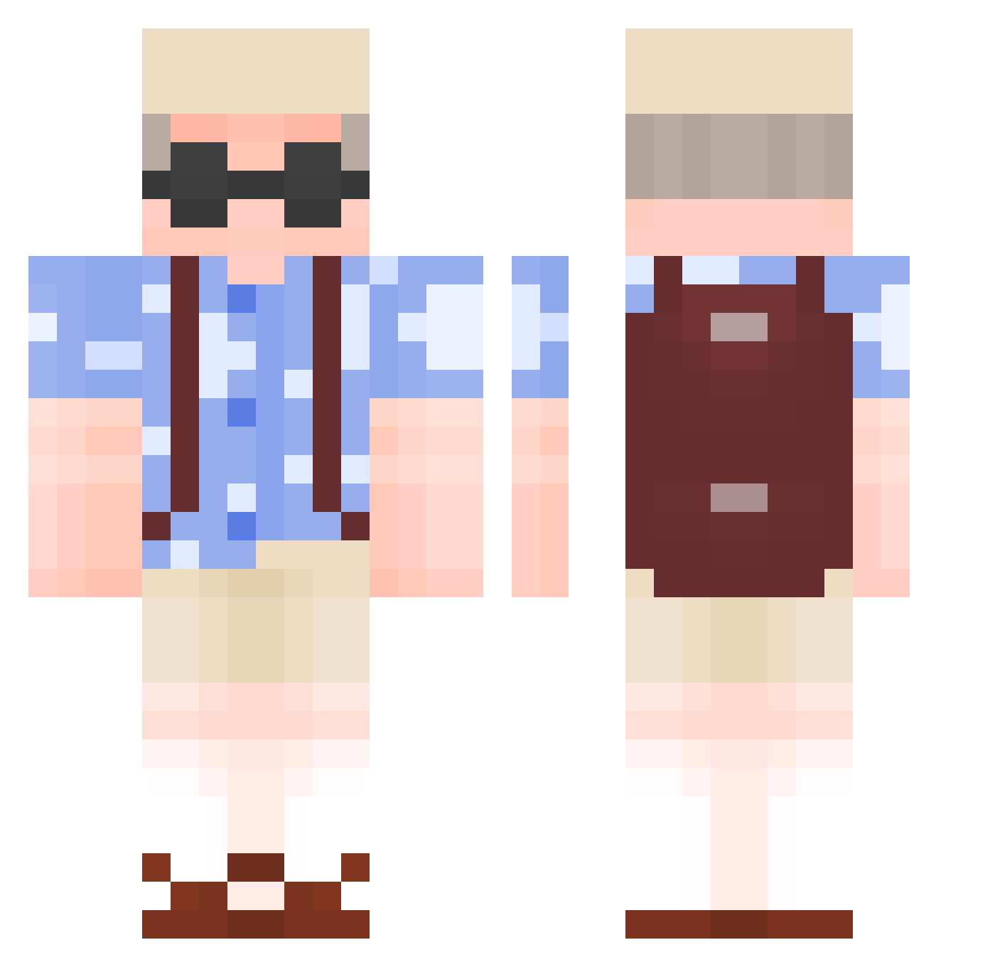 vegas64111 Minecraft skin, front and back view