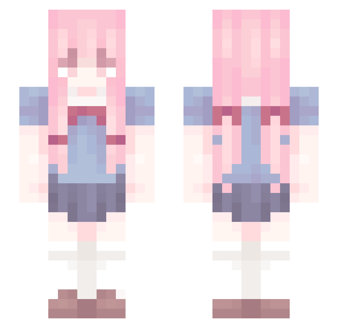 Finessing Minecraft skin, front and back view