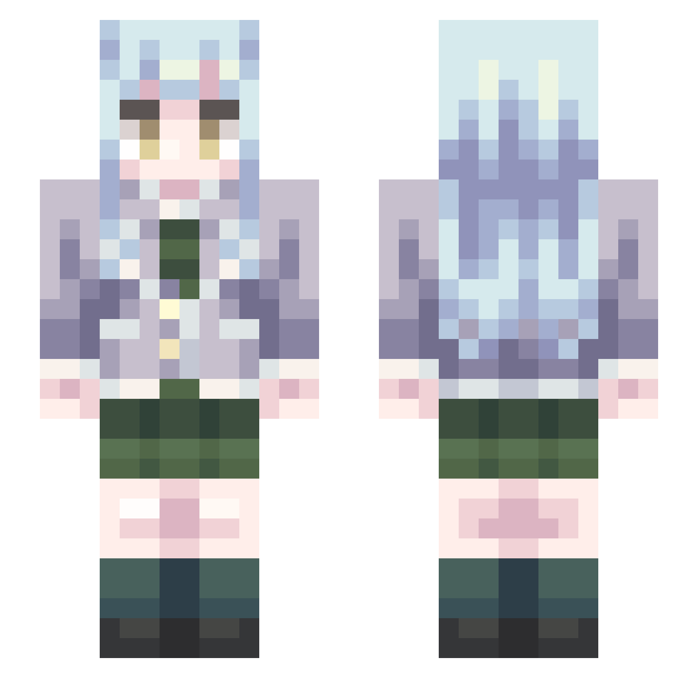Sakik0_Luv Minecraft skin, front and back view