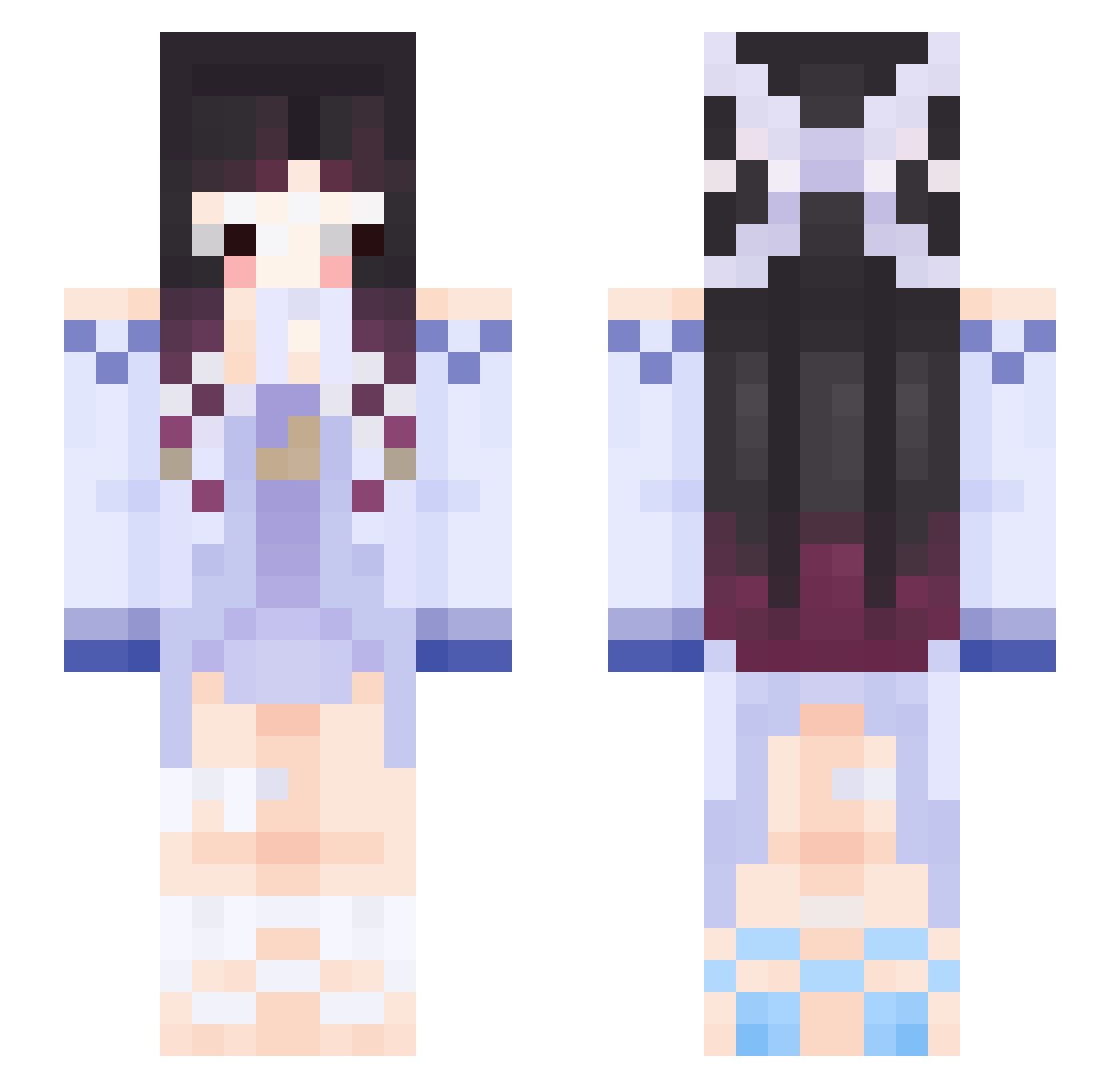TTrilune Minecraft skin, front and back view