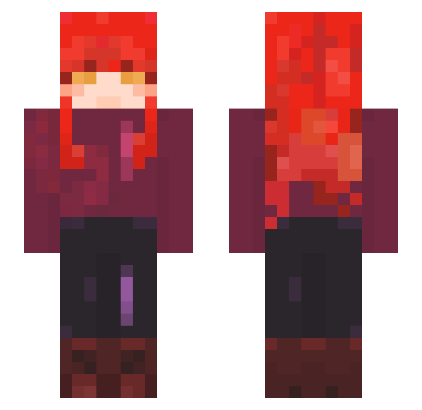 Thermalized Minecraft skin, front and back view