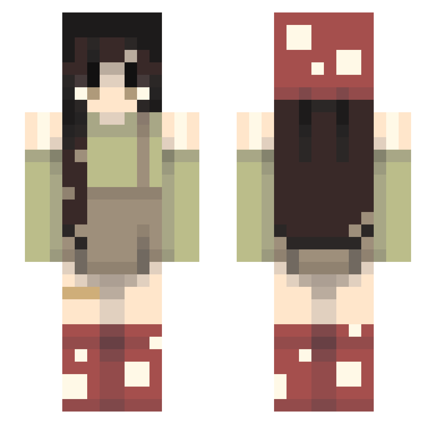 Vanne02 Minecraft skin, front and back view