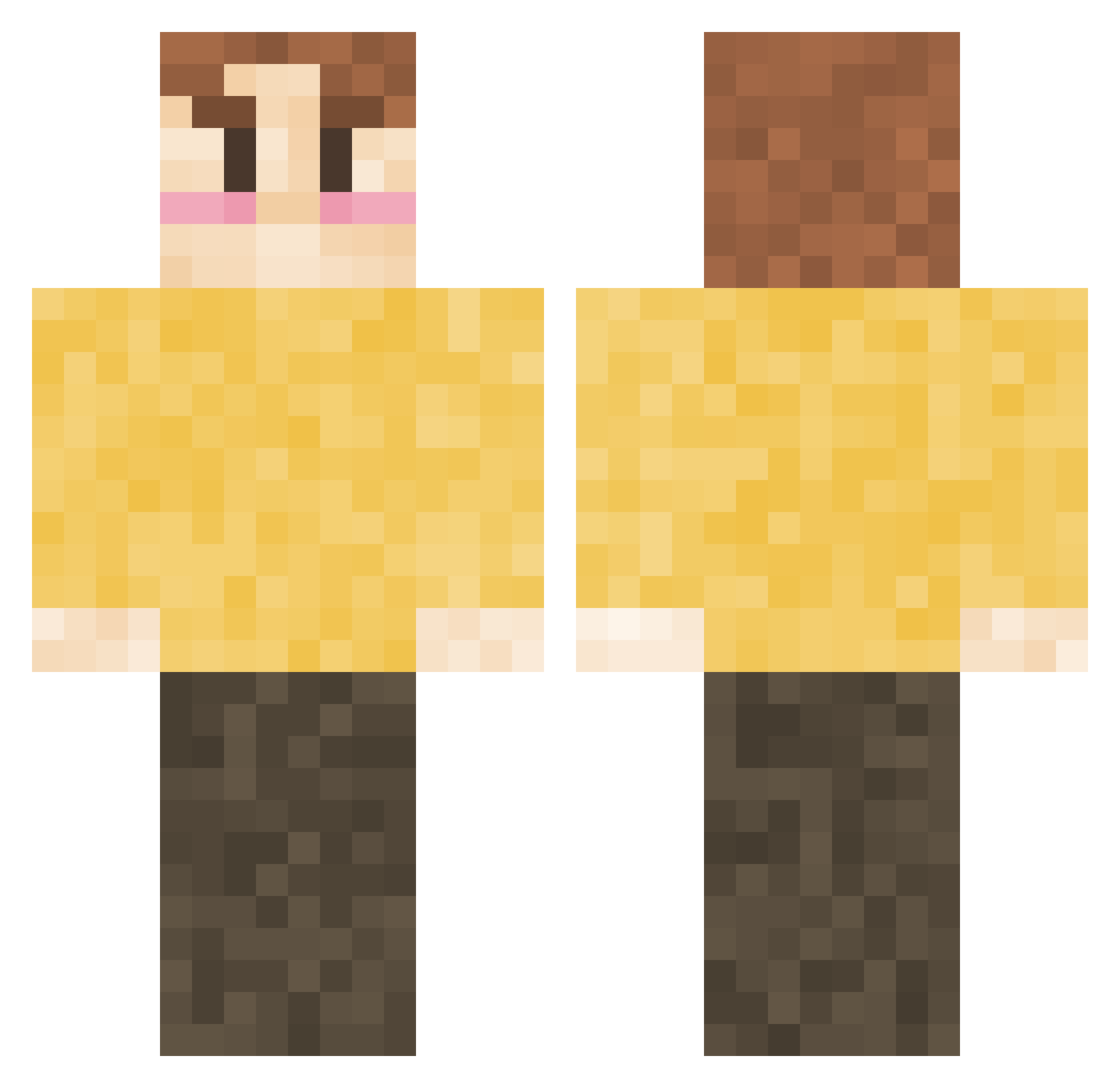 theatergay Minecraft skin, front and back view