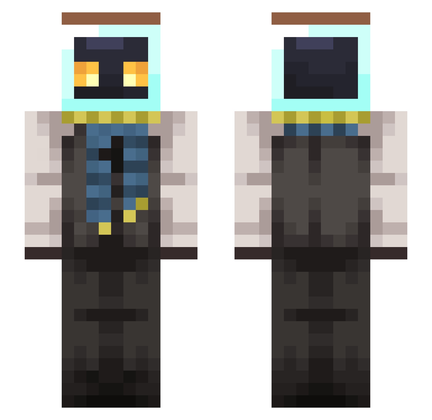 PyrometheuS Minecraft skin, front and back view