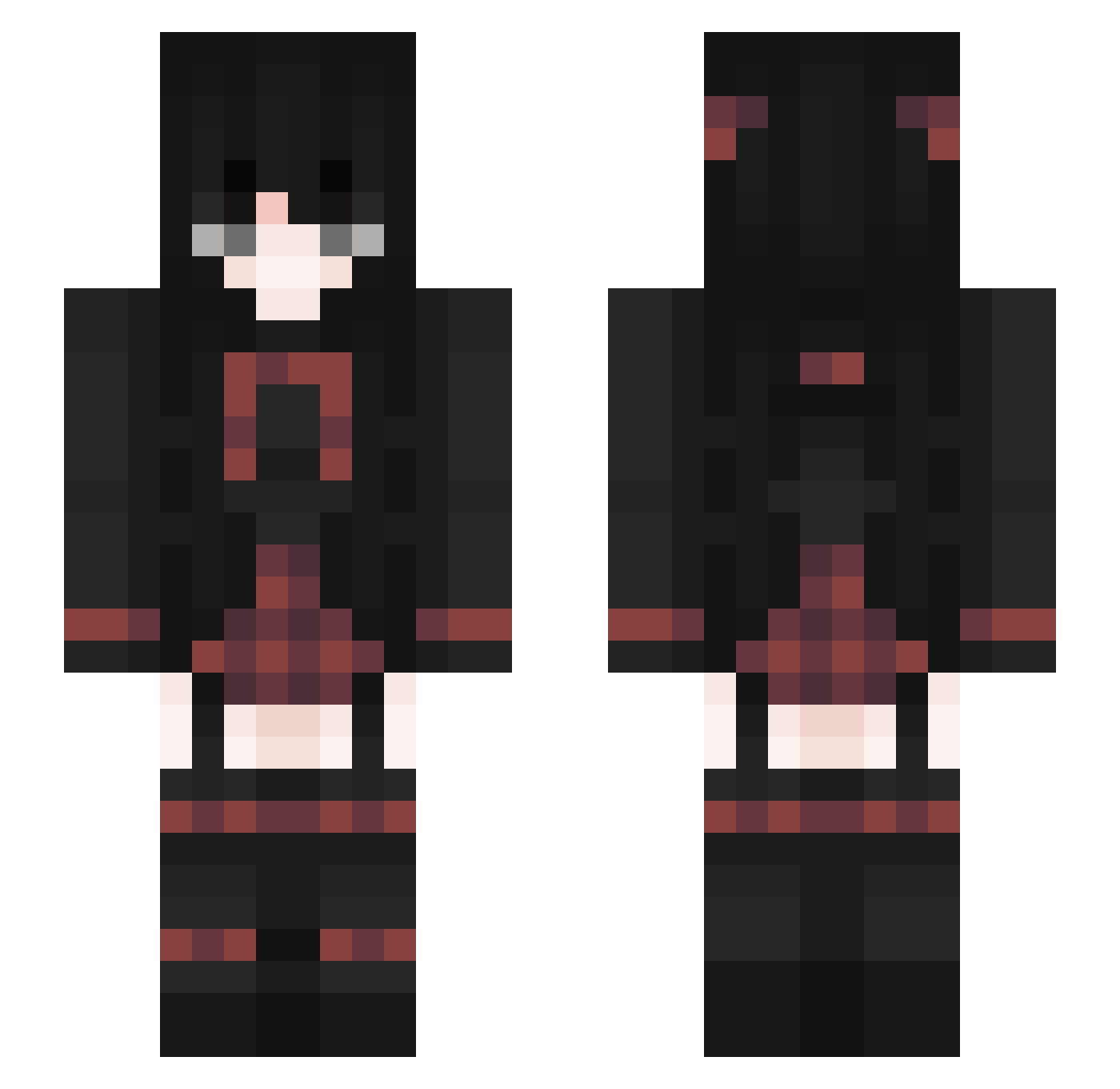 Emily Minecraft skin, front and back view