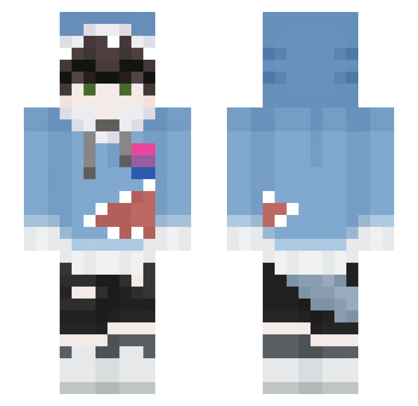 maxmeowz Minecraft skin, front and back view