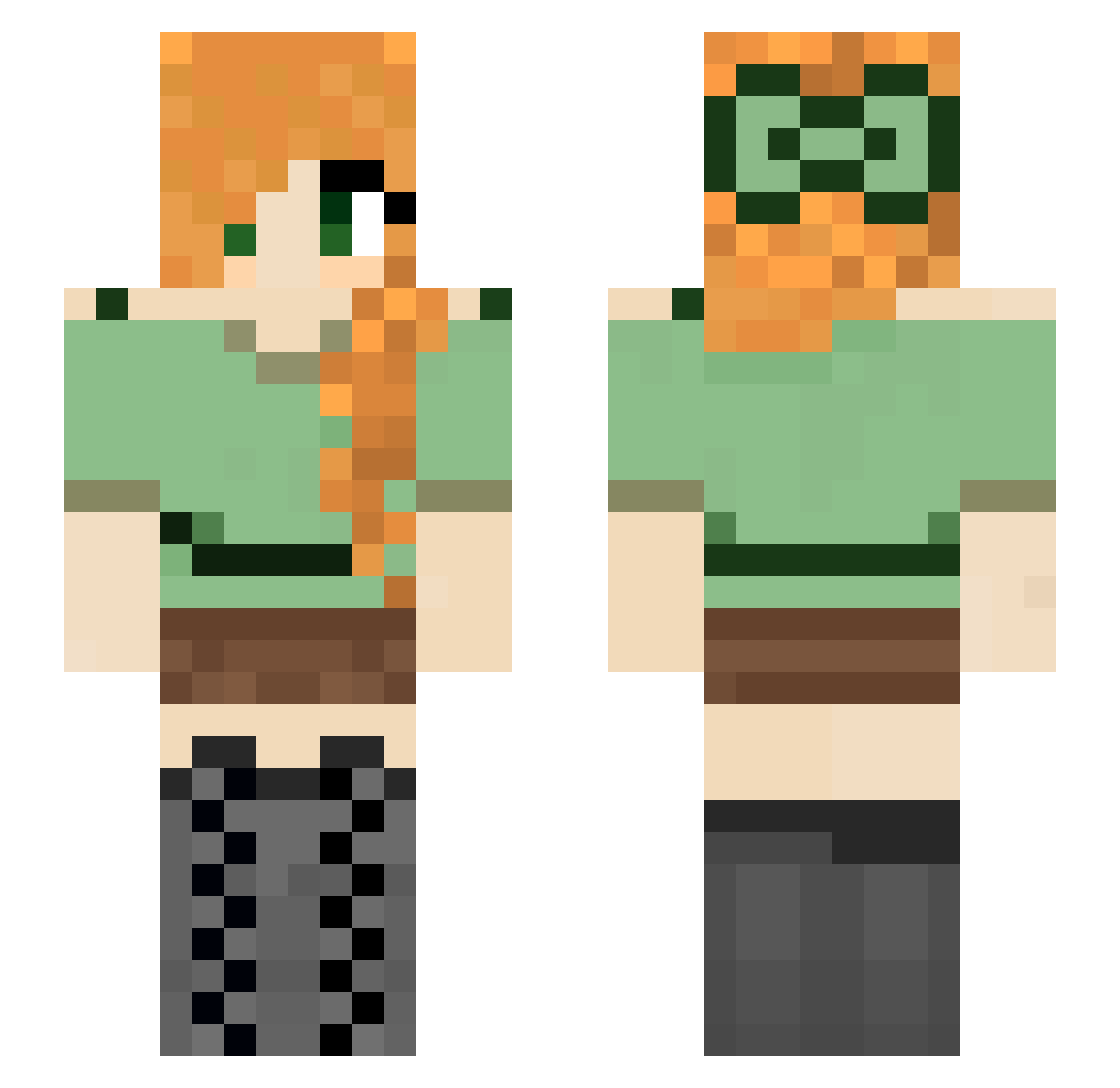 YBYBXYZ Minecraft skin, front and back view