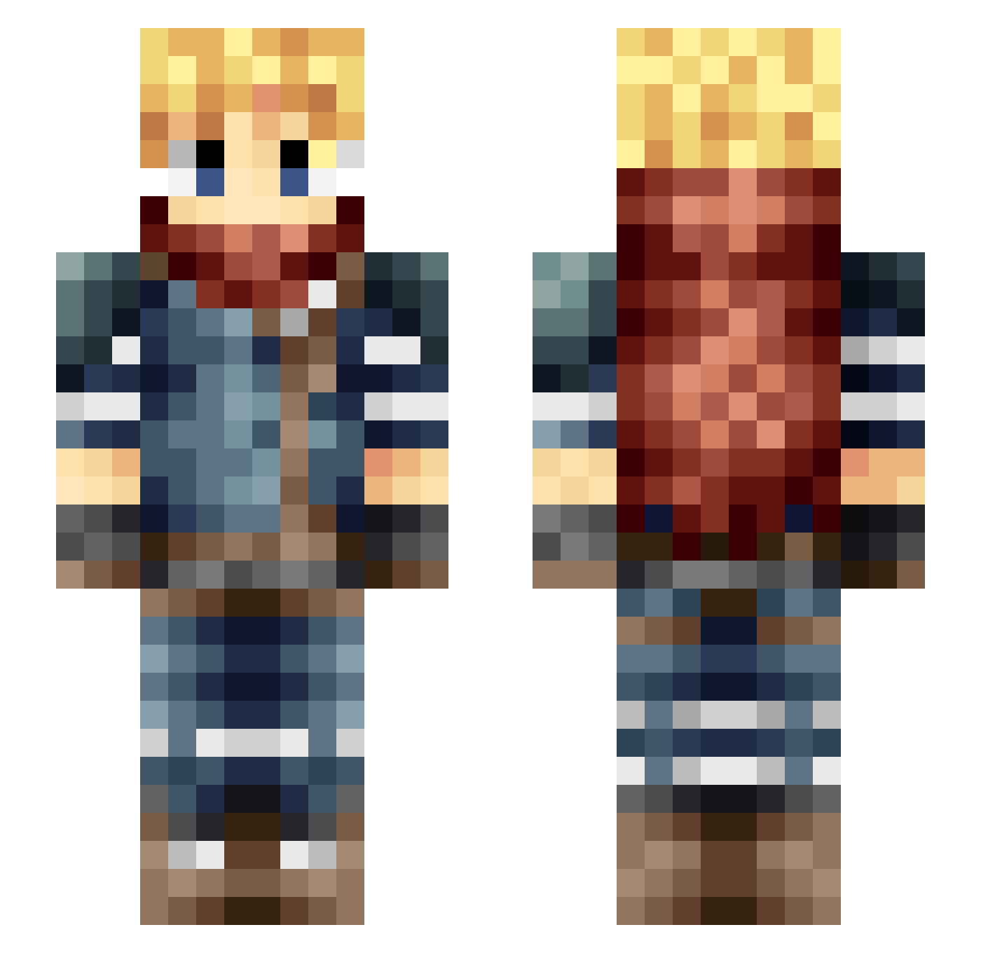 Tryser Minecraft skin, front and back view