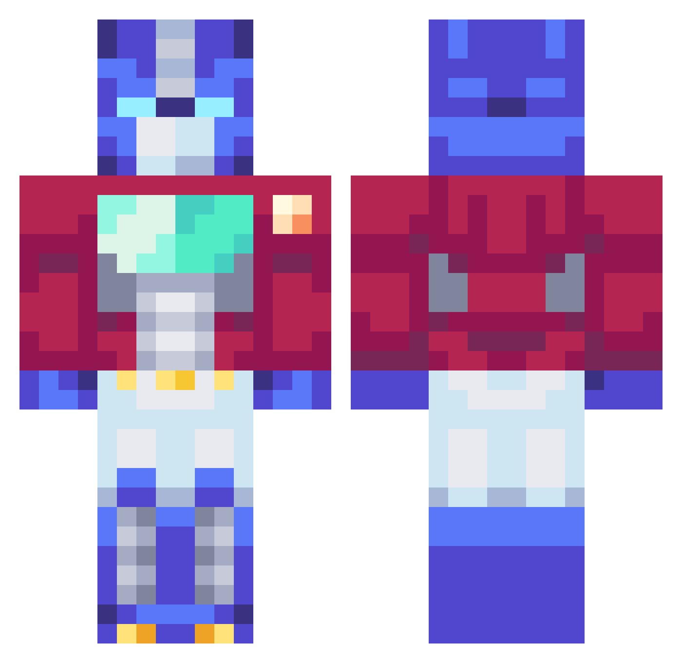 Saltylightning18 Minecraft skin, front and back view