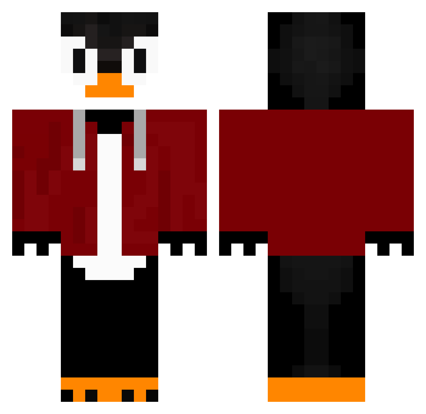Un1v3rs3 Minecraft skin, front and back view