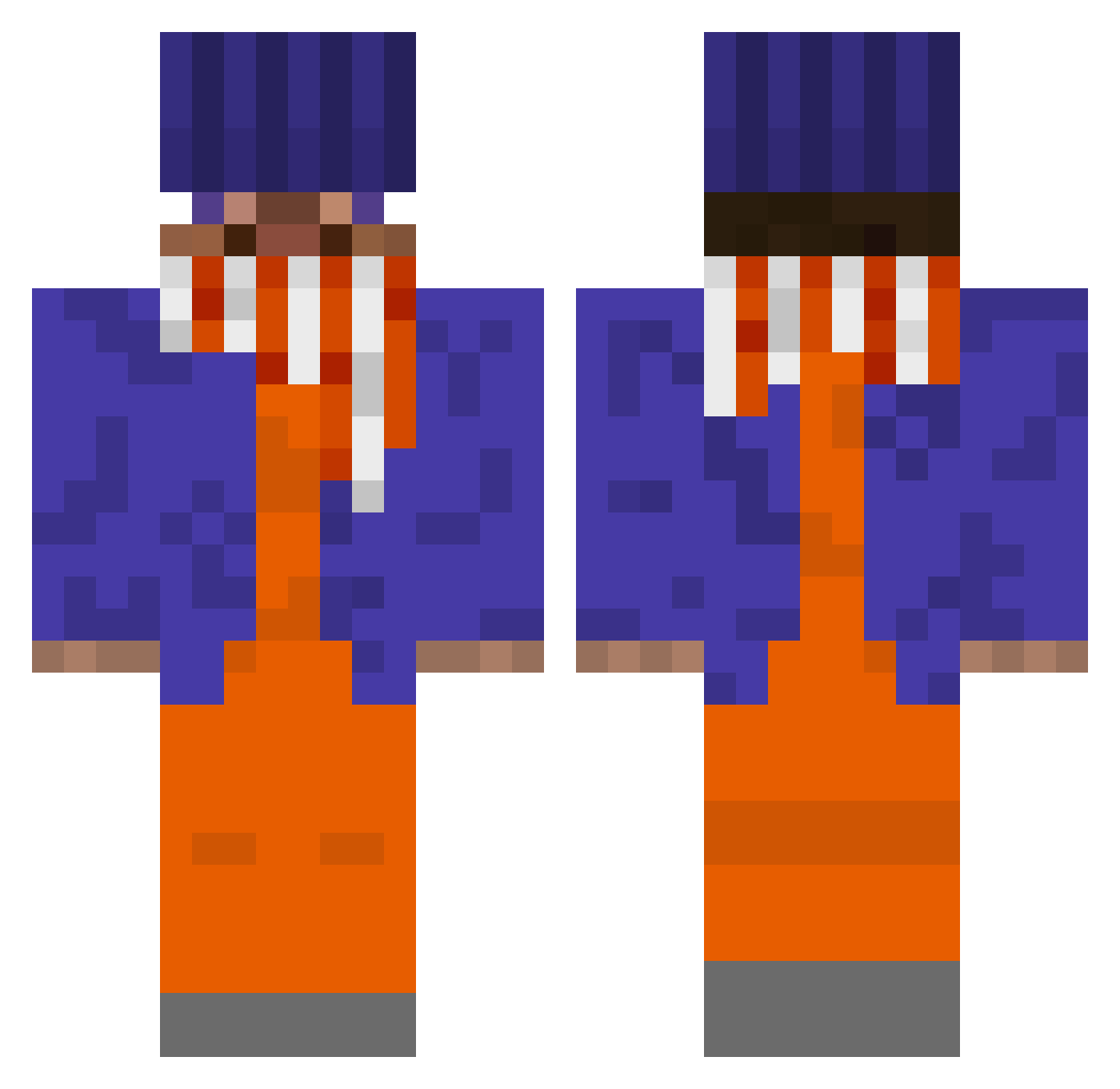 TwinsHalm Minecraft skin, front and back view