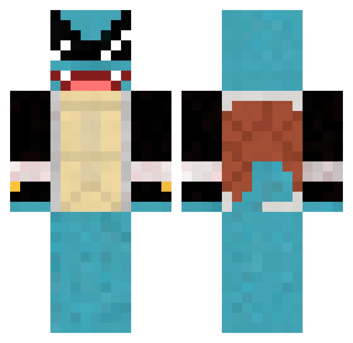 Hiposy Minecraft skin, front and back view